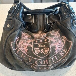 Vintage Juicy Couture Gray Velour J&P Crest Bag (Y2K)